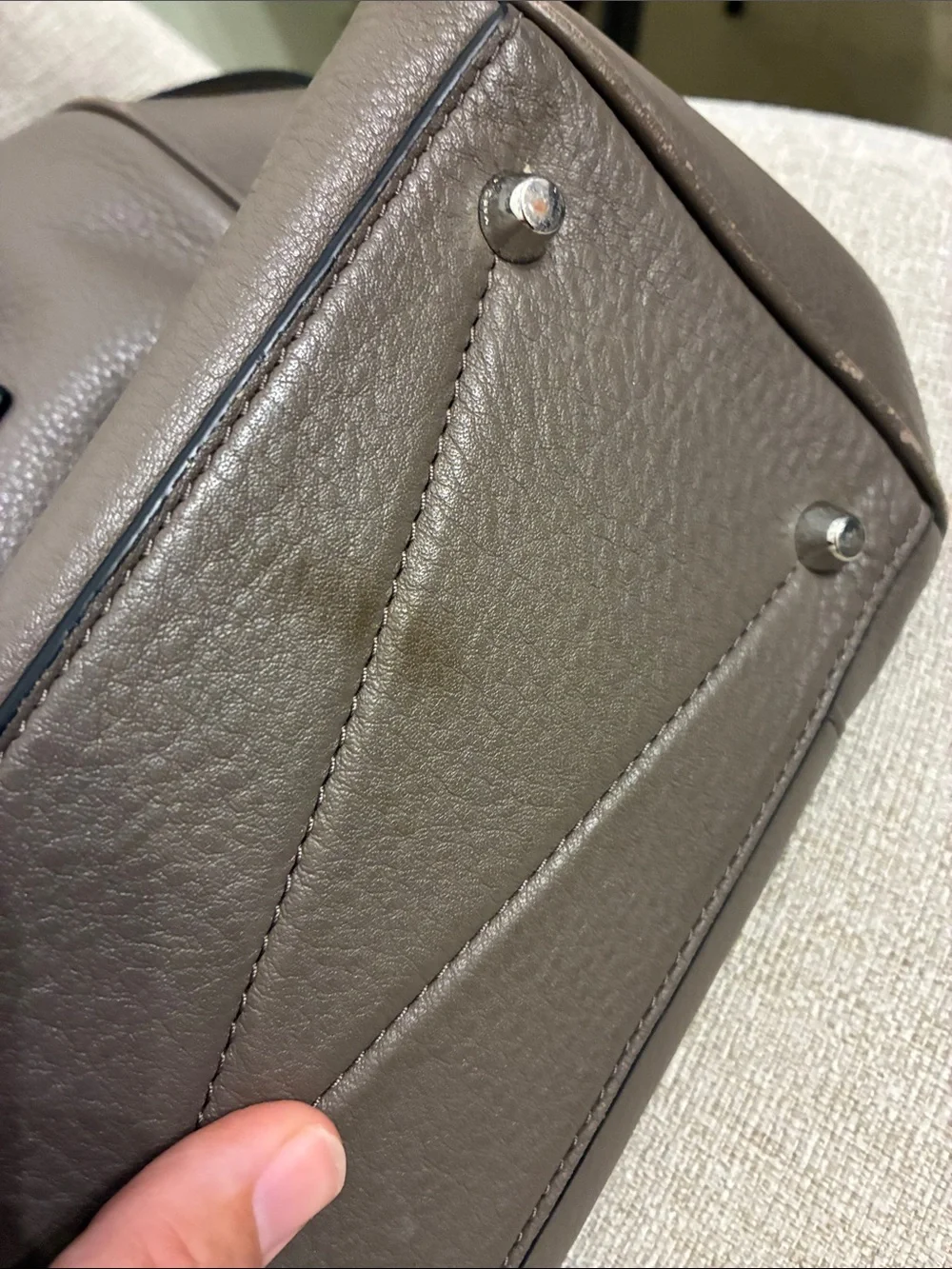 Marc Jacobs Gray Pebbled Leather Satchel with Detachable Strap